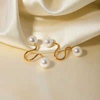Stainless Steel Imitation Pearl Cuff Earrings Trandify deal