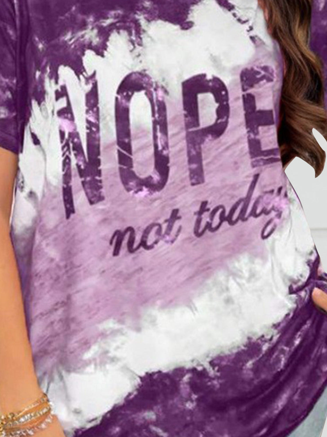 NOPE NOT TODAY Round Neck Short Sleeve T-Shirt Trandify deal