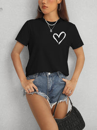 Heart Round Neck Short Sleeve T-Shirt Trandify deal