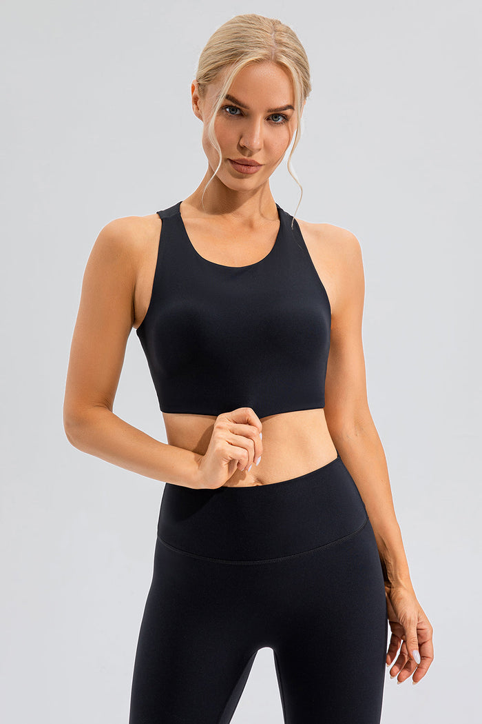 Round Neck Cutout Cropped Active Tank Trandify deal