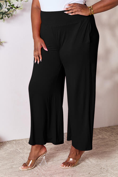 Double Take Full Size Smocked Wide Waistband Wide Leg Pants Trandify deal