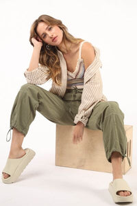 VERY J Drawstring Woven Parachute Joggers Trandify deal