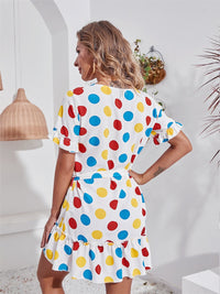 Tied Frill Short Sleeve Mini Dress Trandify deal
