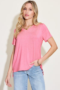 Basic Bae Full Size V-Neck High-Low T-Shirt Trandify deal
