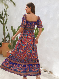 Floral Flounce Sleeve Midi Dress Trandify deal