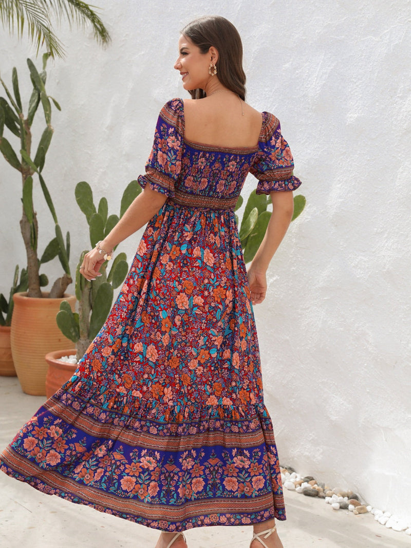 Floral Flounce Sleeve Midi Dress Trandify deal
