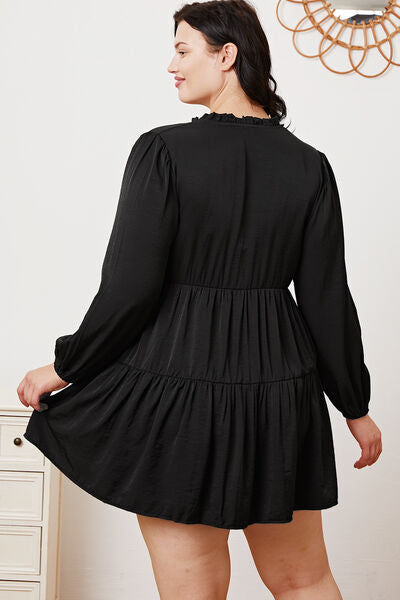 Ruffled Button Up Long Sleeve Tiered Shirt Trandify deal