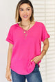 Zenana V-Neck Rolled Short Sleeve T-Shirt Trandify deal