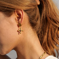 Gold-Plated Stainless Steel Cross Shape Earrings Trandify deal