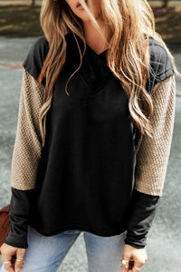 Color Block Dropped Shoulder Hoodie Trandify deal