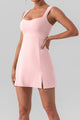 Square Neck Sleeveless Slit Mini Active Dress Trandify deal