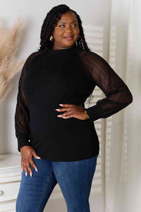 Double Take Round Neck Raglan Sleeve Blouse Trandify deal