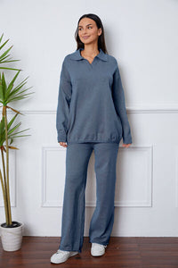 Dropped Shoulder Sweater and Long Pants Set Trandify deal