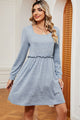 Frill Square Neck Long Sleeve Dress Trandify deal