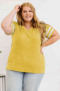 Plus Size Striped V-Neck Tee Shirt Trandify deal
