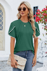 Round Neck Petal Sleeve T-Shirt Trandify deal