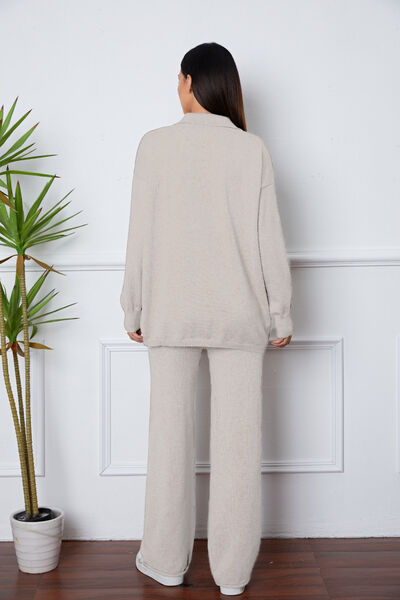 Dropped Shoulder Sweater and Long Pants Set Trandify deal