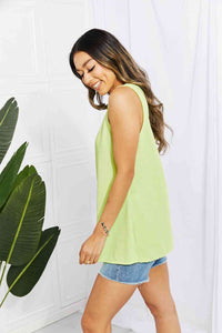 Blumin Apparel Chance of Sun Full Size Ribbed V-Neck Tank in Green Trandify deal