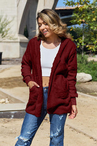 Full Size Teddy Hooded Jacket with Pockets Trandify deal