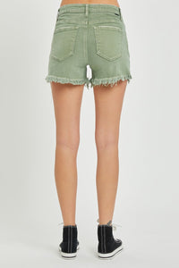 RISEN Mid Waist Frayed Hem Denim Shorts Trandify deal