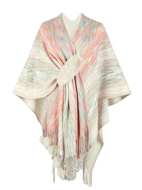 Heathered Fringe Hem Poncho Trandify deal