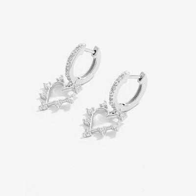 925 Sterling Silver Inlaid Zircon Heart Dangle Earrings Trandify deal