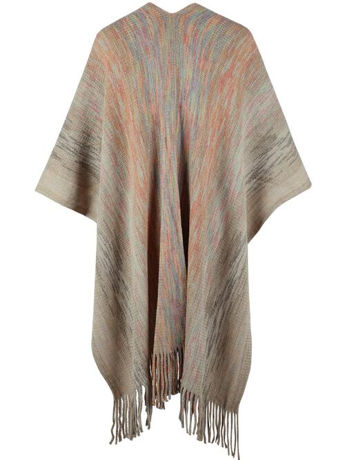 Heathered Fringe Hem Poncho Trandify deal