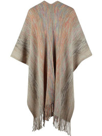 Heathered Fringe Hem Poncho Trandify deal