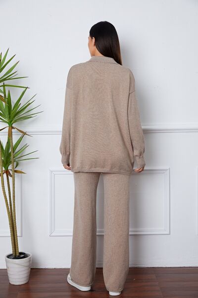 Dropped Shoulder Sweater and Long Pants Set Trandify deal
