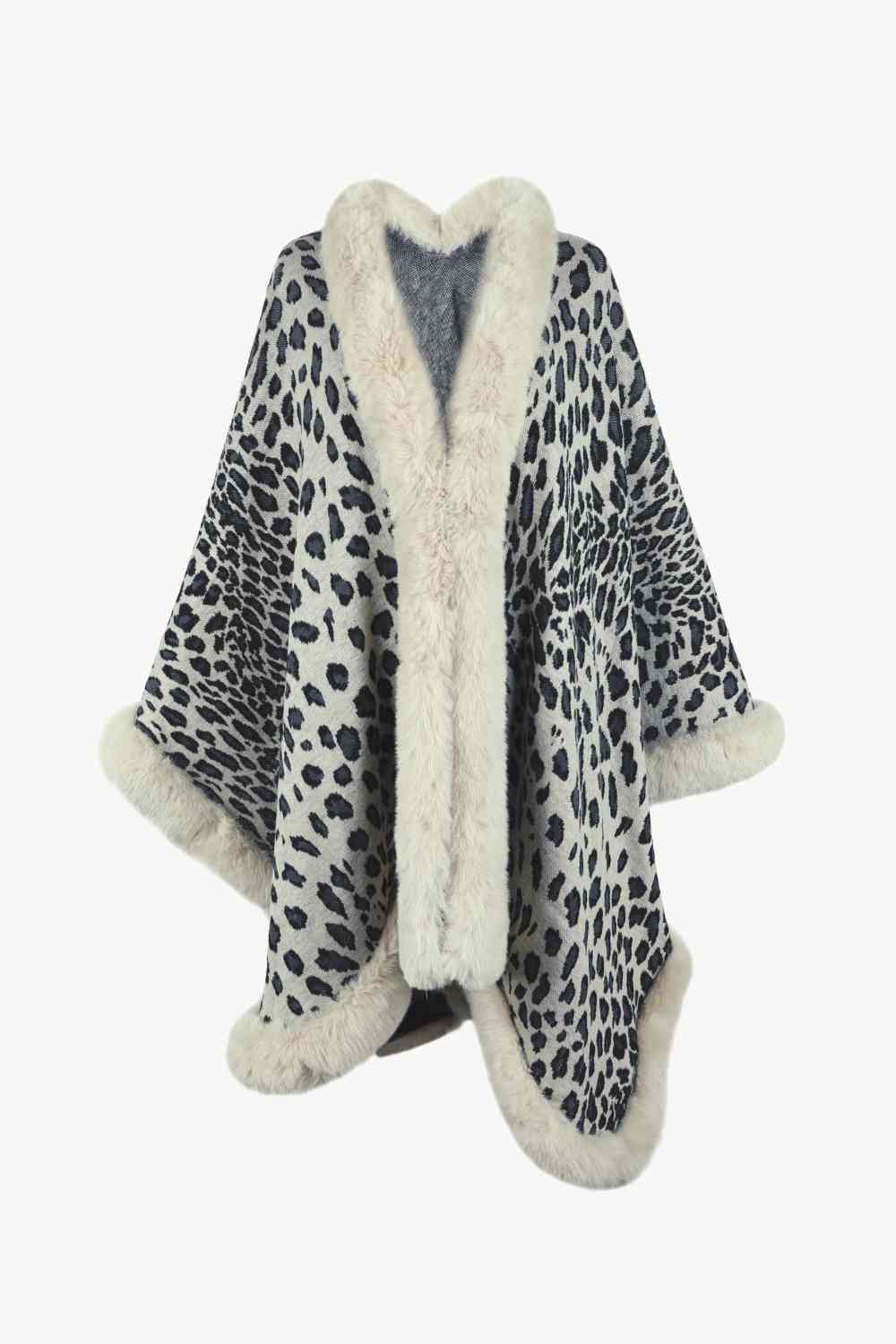 Leopard Open Front Poncho Trandify deal
