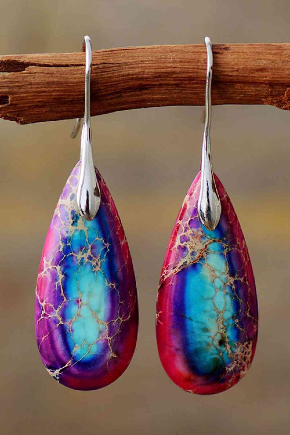 Handmade Teardrop Shape Natural Stone Dangle Earrings Trandify deal