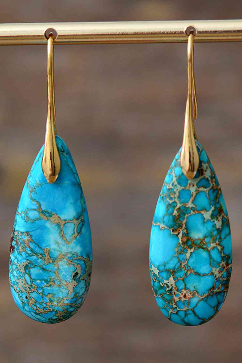 Handmade Teardrop Shape Natural Stone Dangle Earrings Trandify deal