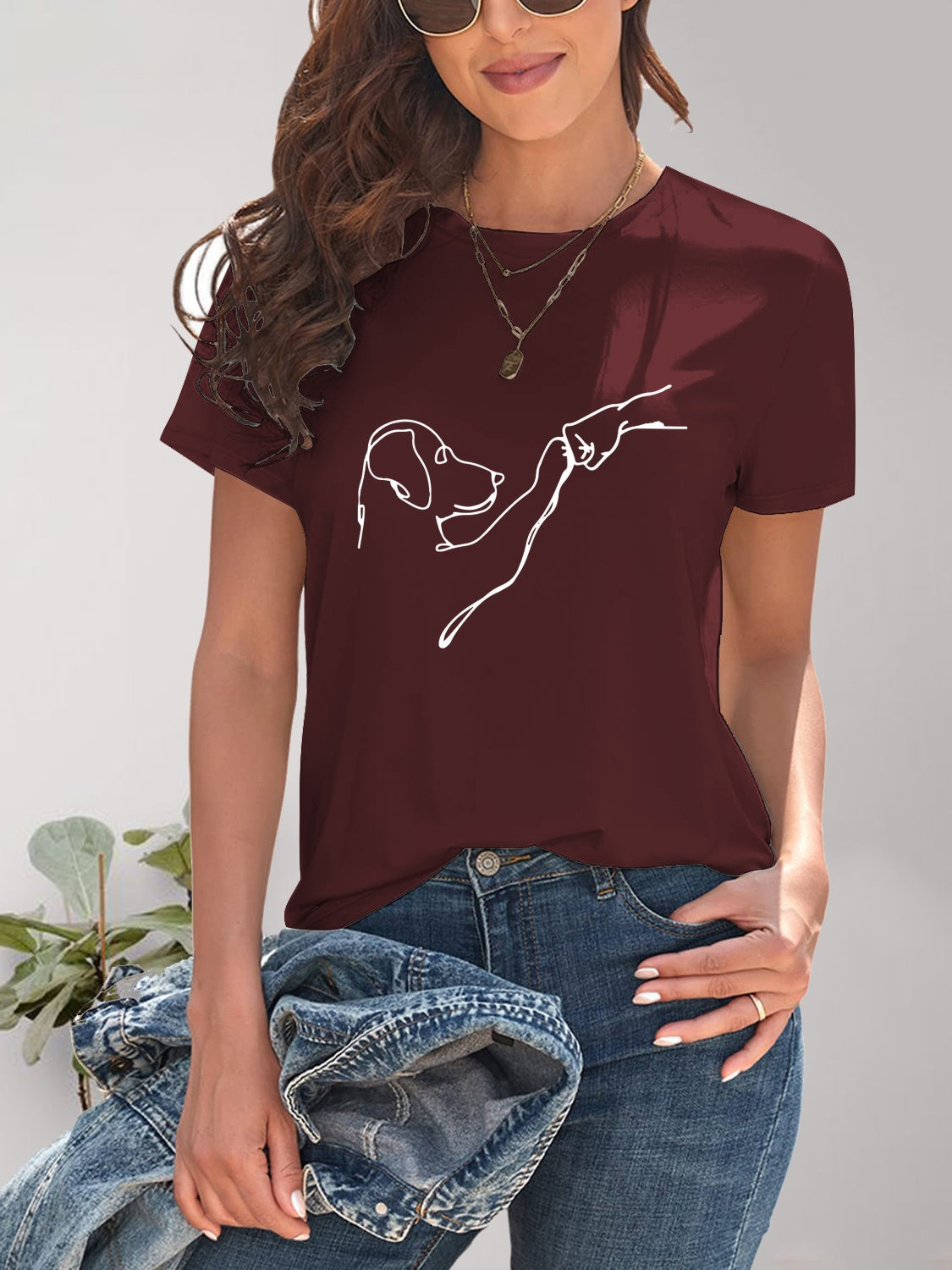 Dog Graphic Round Neck T-Shirt Trandify deal