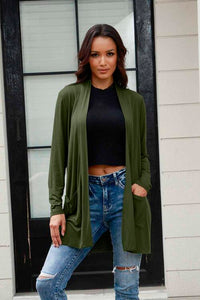 Basic Bae Full Size Open Front Long Sleeve Cardigan with Pockets Trandify deal