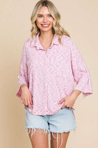 Culture Code Button Up Drop Shoulder Slit Shirt Trandify deal
