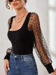 FAM-FAM Square Neck Polka Dot Long Sleeve T-Shirt Trandify deal