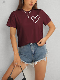 Heart Round Neck Short Sleeve T-Shirt Trandify deal