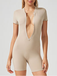 Half Zip Short Sleeve Active Romper Trandify deal