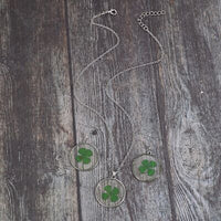 Lucky Clover Alloy Acrylic Earrings and Necklace Jewelry Set Trandify deal