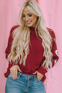 Heart Sequin Round Neck Long Sleeve T-Shirt Trandify deal