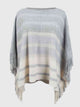 Striped Boat Neck Poncho with Fringes Trandify deal