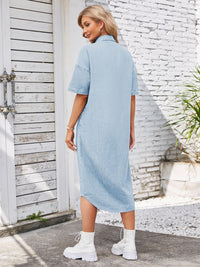Button Up Dropped Shoulder Denim Dress Trandify deal