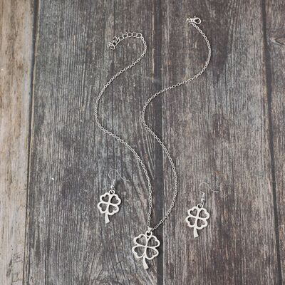 Lucky Clover Alloy Earrings and Necklace Jewelry Set Trandify deal