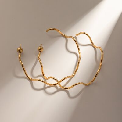 Stainless Steel Wave Shape C-Hoop Earrings Trandify deal