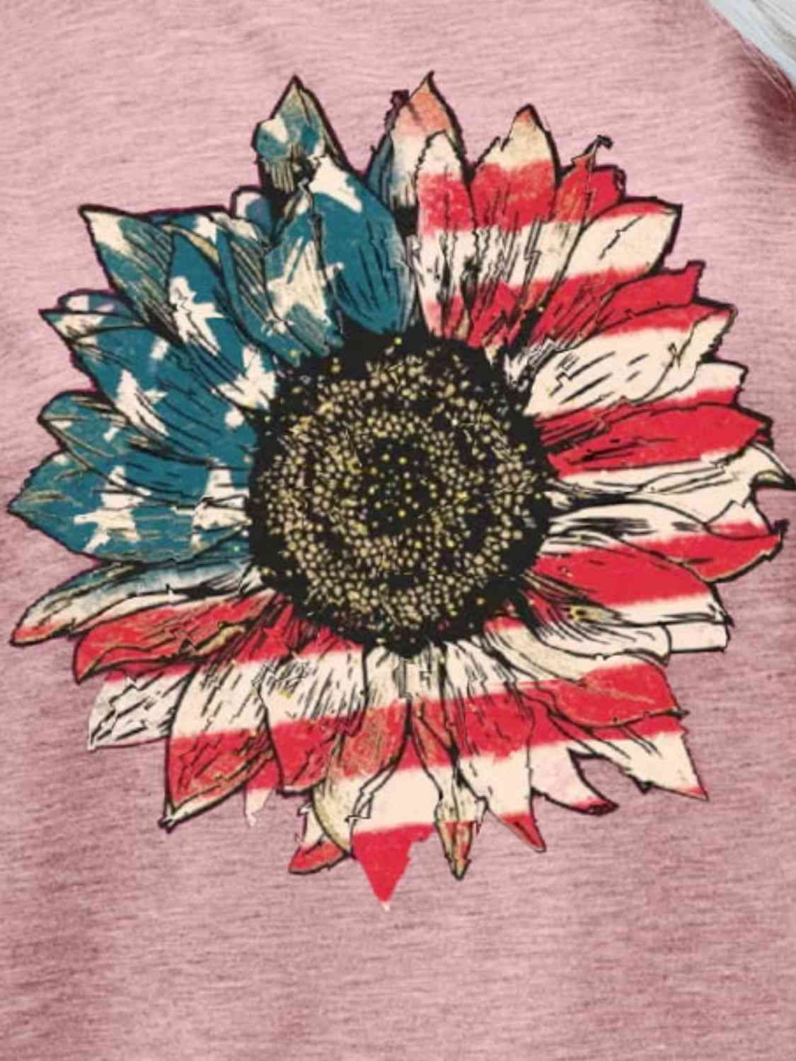 US Flag Flower Graphic Tee Trandify deal