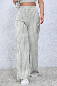 Basic Bae Full Size Ribbed High Waist Flare Pants Trandify deal