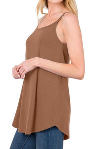 Full Size Spaghetti Strap V-Neck Flowy Tunic Cami Trandify deal