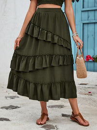 Ruffled Elastic Waist Midi Skirt Trandify deal