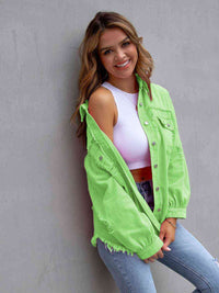 Distressed Drop Shoulder Denim Jacket - Trandify Deal