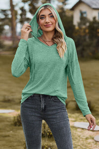 Drawstring Dropped Shoulder Hooded T-Shirt Trandify deal